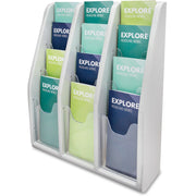 Deflecto Multi-Compartment Literature Display - 12 Pocket(s) - 19.75" Height x 15.75" Width x 5" Depth - Desktop - Durable, Lightweight - Gray - Plastic - 1 Each