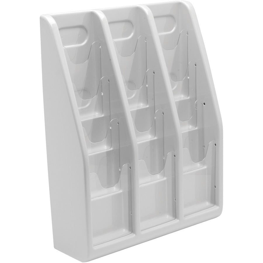Deflecto Multi-Compartment Literature Display - 12 Pocket(s) - 19.75" Height x 15.75" Width x 5" Depth - Desktop - Durable, Lightweight - Gray - Plastic - 1 Each