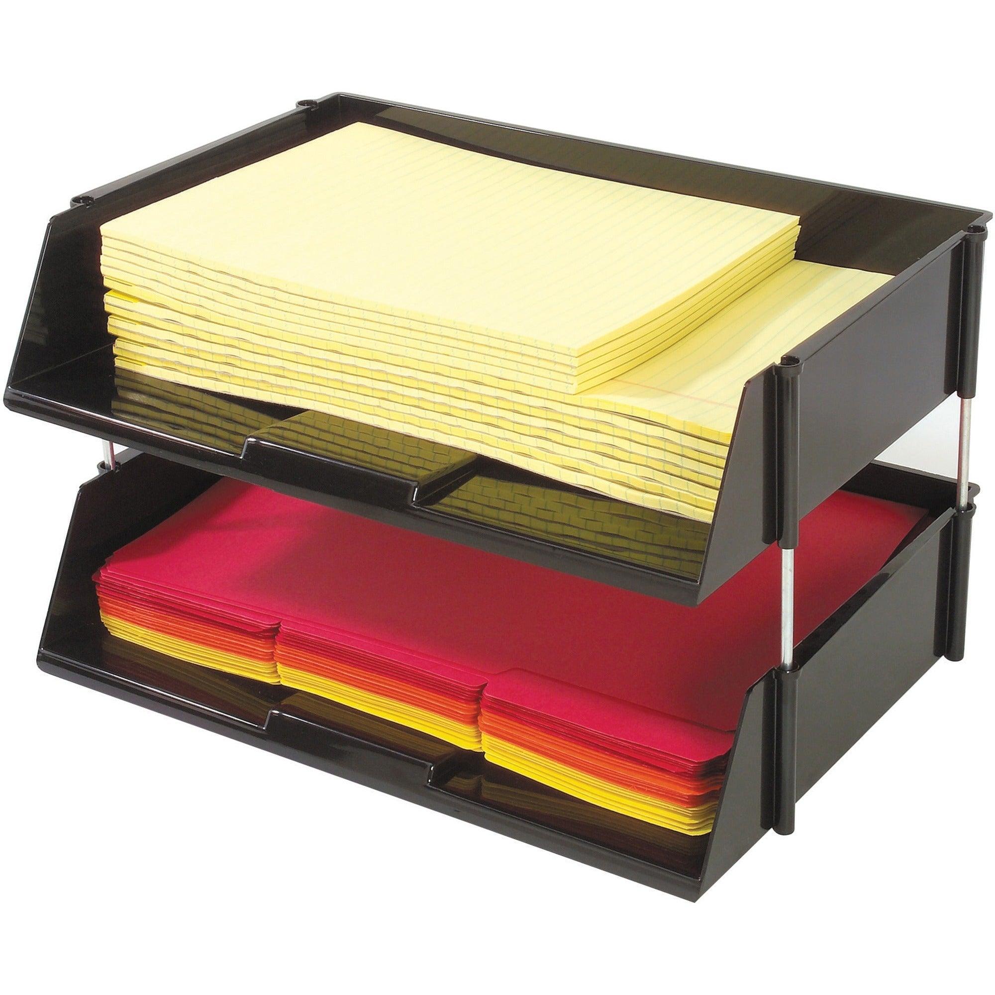 1500 x Sheet - 2 Tier(s) - 3.50" Height x 16.50" Width x 11.81" Depth - Black - Plastic - 2 / Set