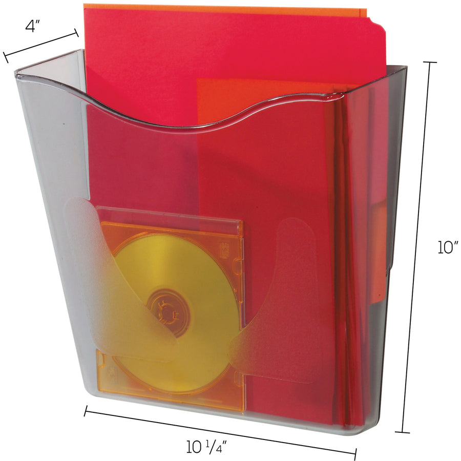 1 Pocket(s) - 10.25" Height x 10.87" Width x 4" Depth - Smoke - Plastic - 1 Each