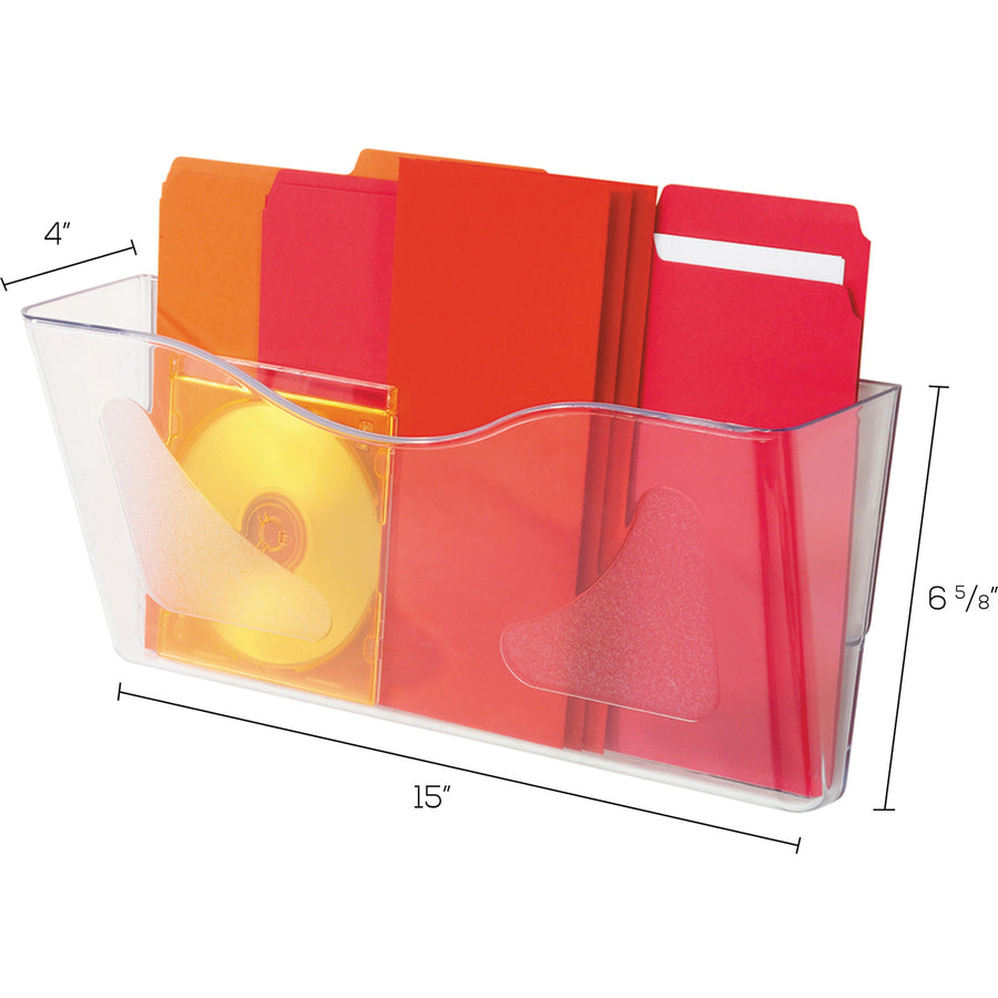 Deflecto Euro-Style DocuPocket - 1 Pocket(s) - 6.63" Height x 15" Width x 4" Depth - Clear - Plastic - 1 Each