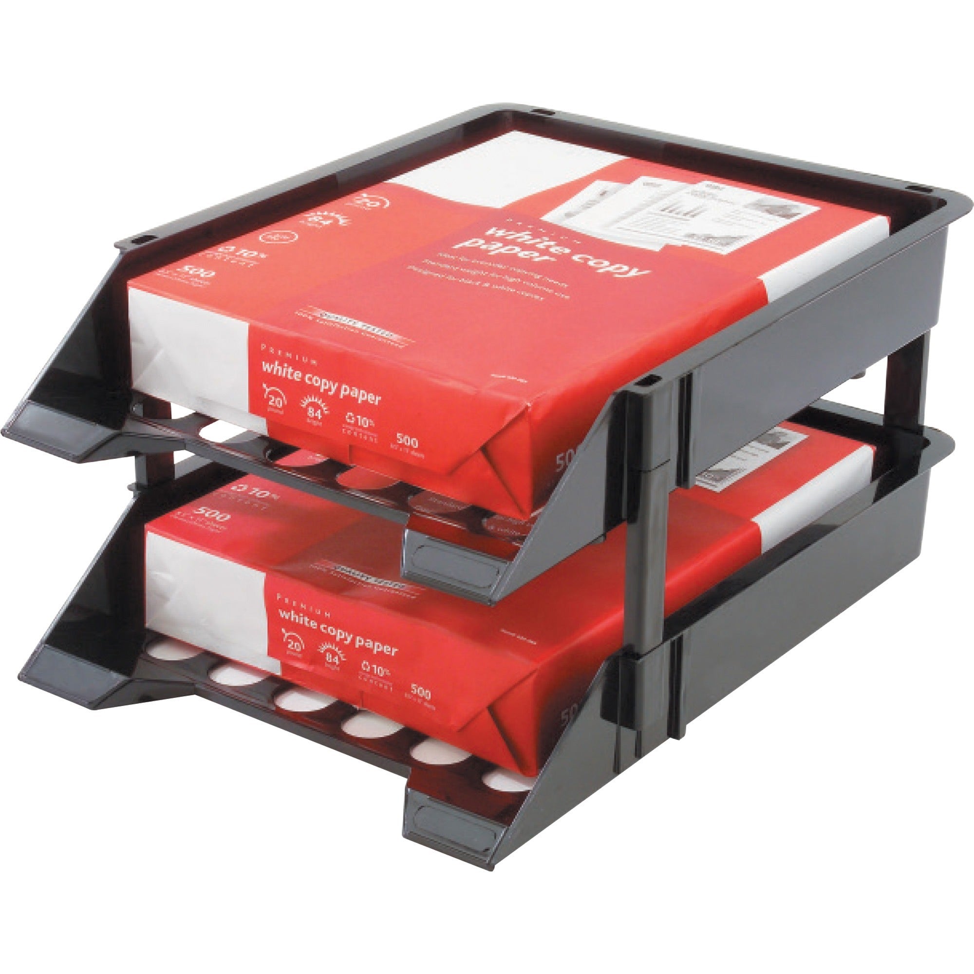 2 Tier(s) - 2.63" Height x 11.13" Width x 15" Depth - Desktop - Break Resistant - Black - Plastic - 2 / Set
