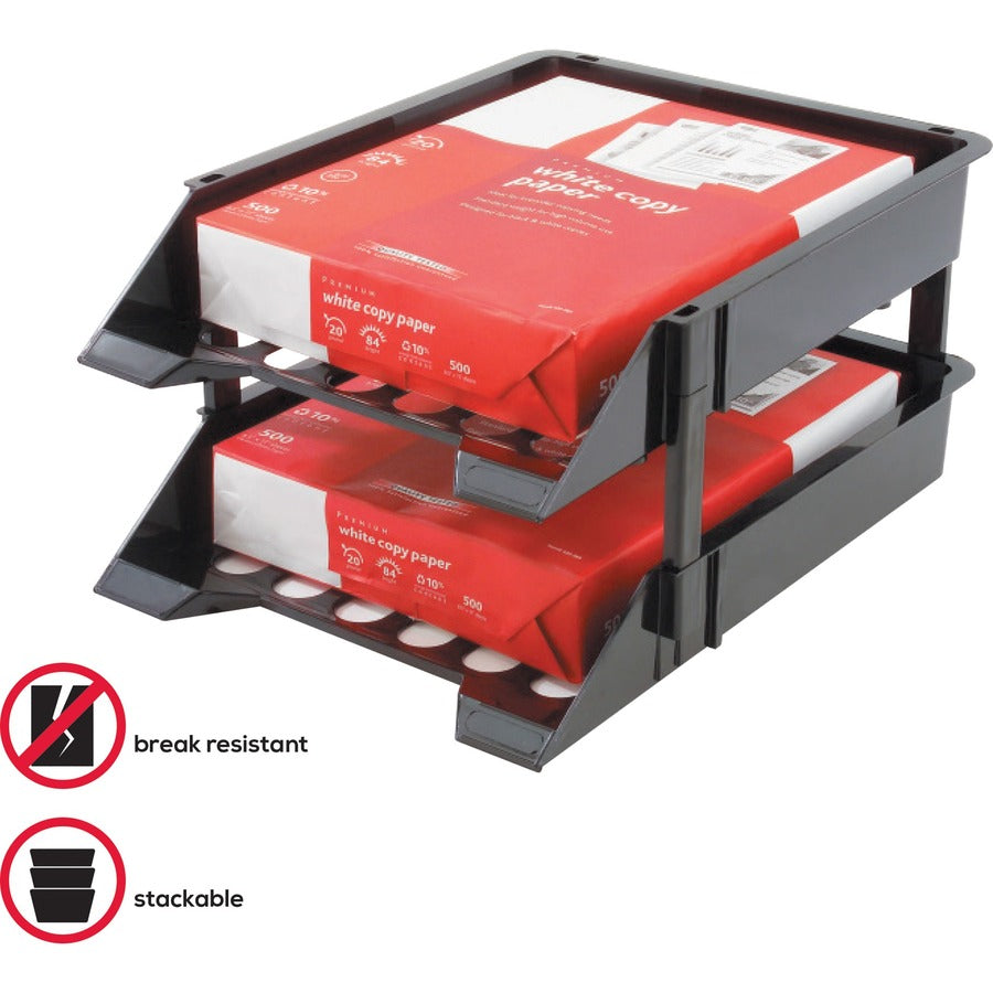 2 Tier(s) - 2.63" Height x 11.13" Width x 15" Depth - Desktop - Break Resistant - Black - Plastic - 2 / Set
