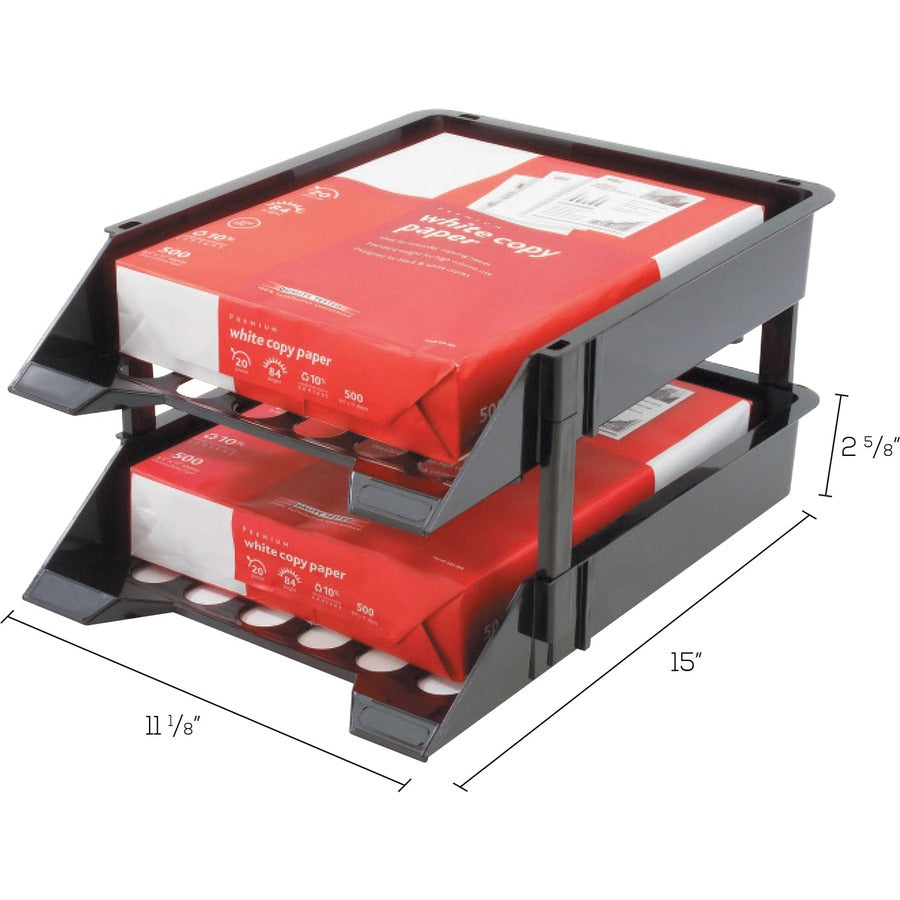 2 Tier(s) - 2.63" Height x 11.13" Width x 15" Depth - Desktop - Break Resistant - Black - Plastic - 2 / Set
