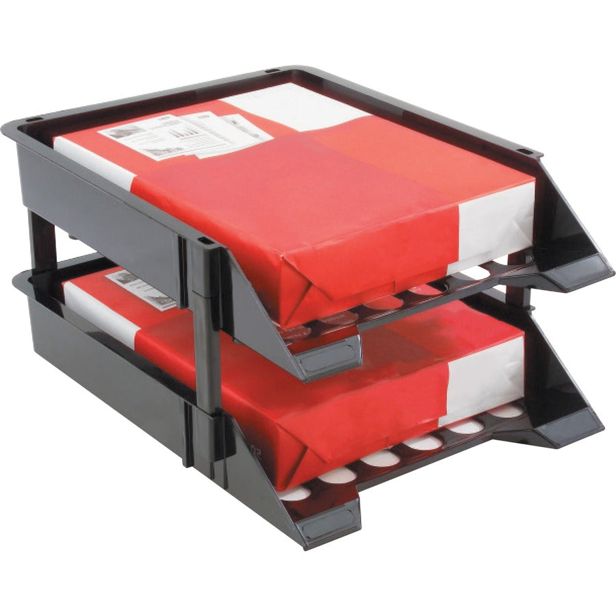 2 Tier(s) - 2.63" Height x 11.13" Width x 15" Depth - Desktop - Break Resistant - Black - Plastic - 2 / Set