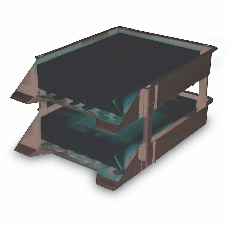 2 Tier(s) - 2.63" Height x 11.13" Width x 15" Depth - Desktop - Break Resistant - Black - Plastic - 2 / Set