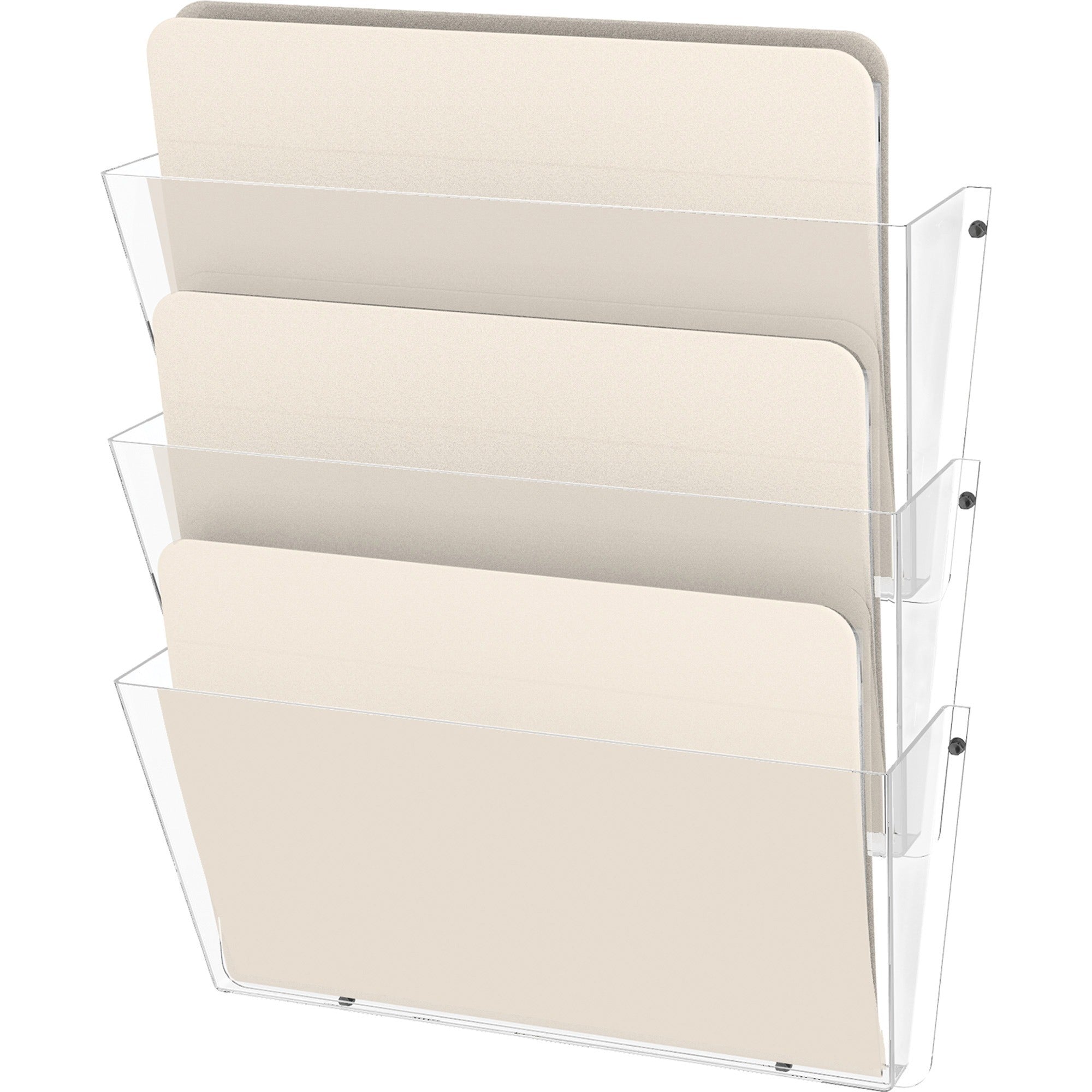 Deflecto Unbreakable DocuPocket - 3 Pocket(s) - 6.50" Height x 14.50" Width x 3" Depth - Unbreakable - Clear - Plastic - 3 / Pack