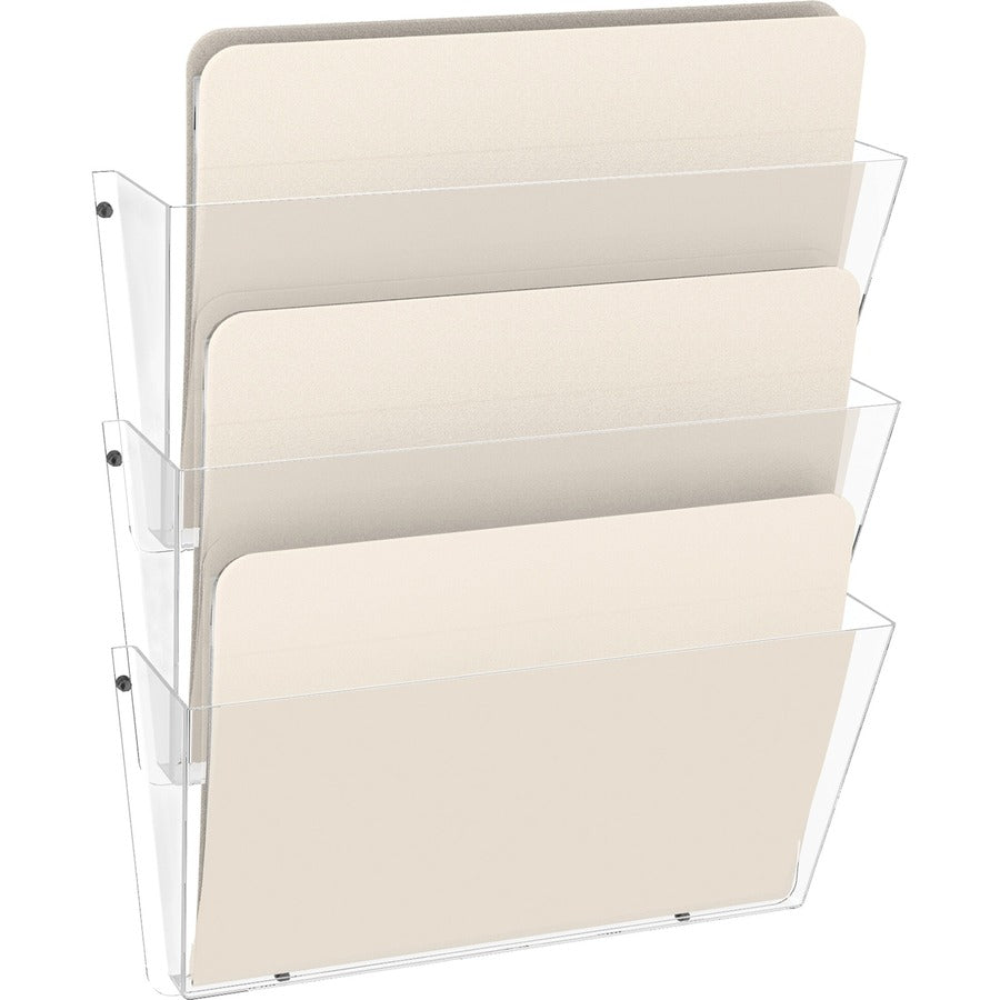 Deflecto Unbreakable DocuPocket - 3 Pocket(s) - 6.50" Height x 14.50" Width x 3" Depth - Unbreakable - Clear - Plastic - 3 / Pack