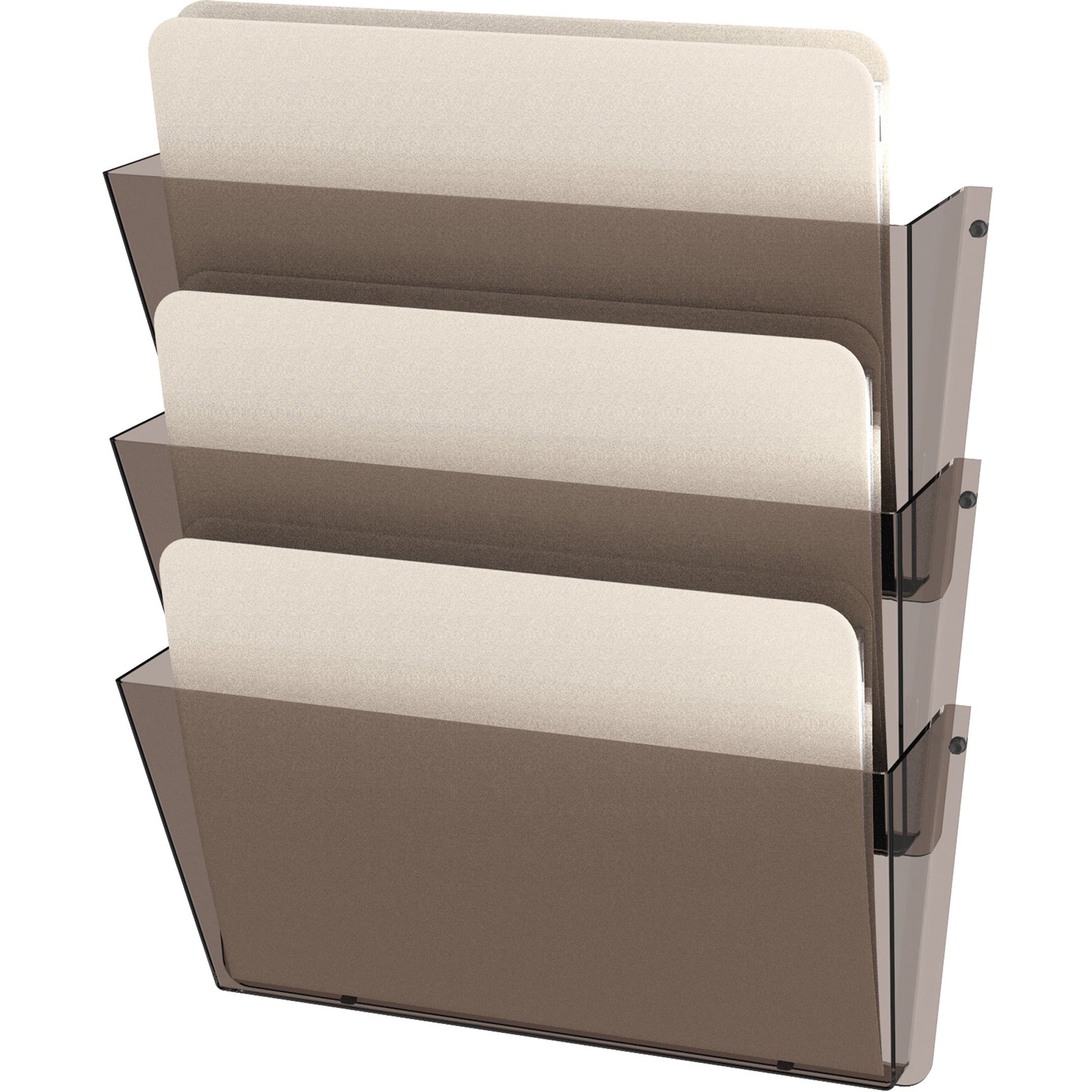 Deflecto Unbreakable DocuPocket - 3 Pocket(s) - 6.50" Height x 14.50" Width x 3" Depth - Unbreakable - Smoke - Plastic - 3 / Pack
