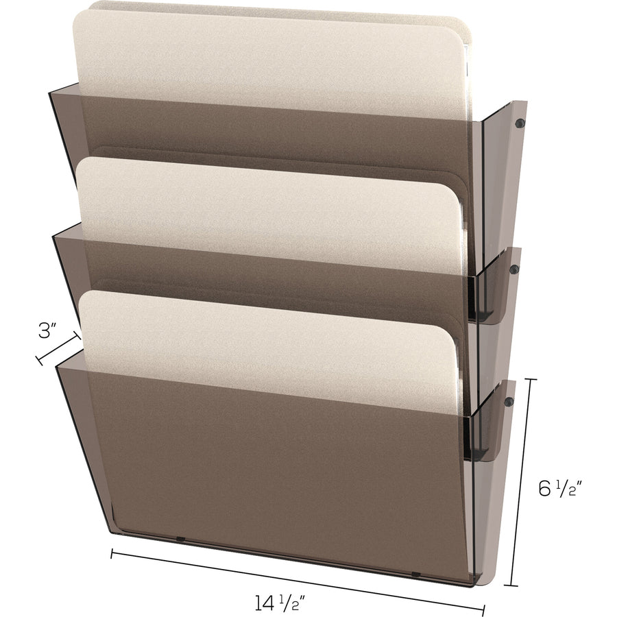 Deflecto Unbreakable DocuPocket - 3 Pocket(s) - 6.50" Height x 14.50" Width x 3" Depth - Unbreakable - Smoke - Plastic - 3 / Pack