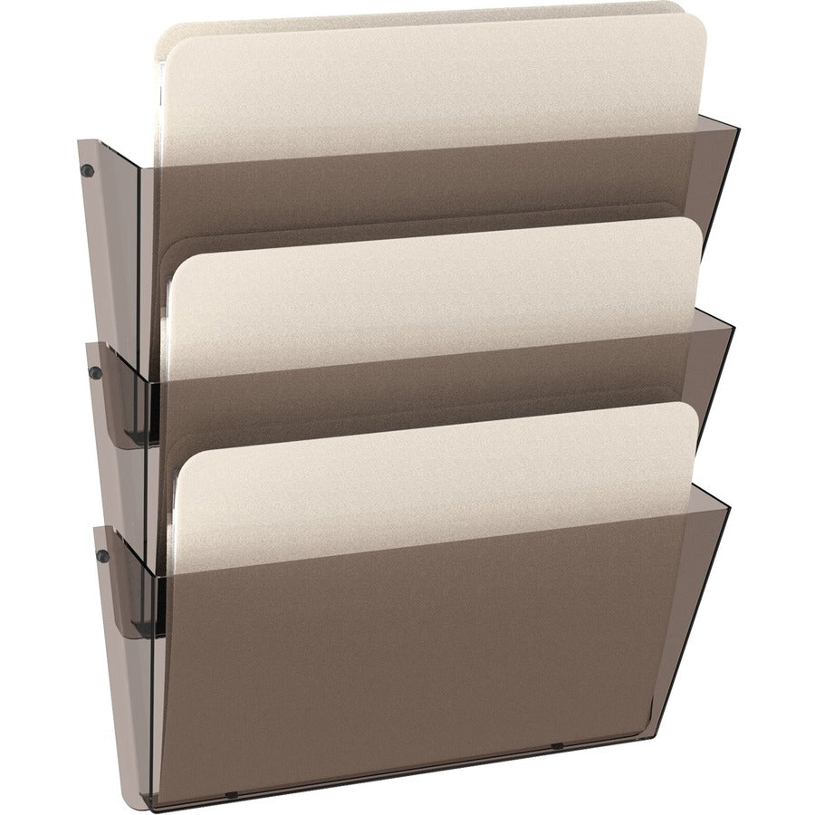 Deflecto Unbreakable DocuPocket - 3 Pocket(s) - 6.50" Height x 14.50" Width x 3" Depth - Unbreakable - Smoke - Plastic - 3 / Pack