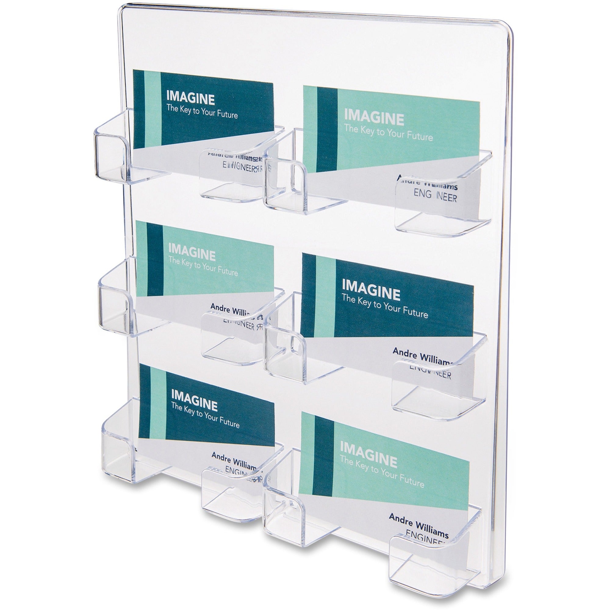 Deflecto Business Card Holder - 9.8" Height x 8.5" Width x 1.8" Depth - Acrylic - Clear - 1 Each