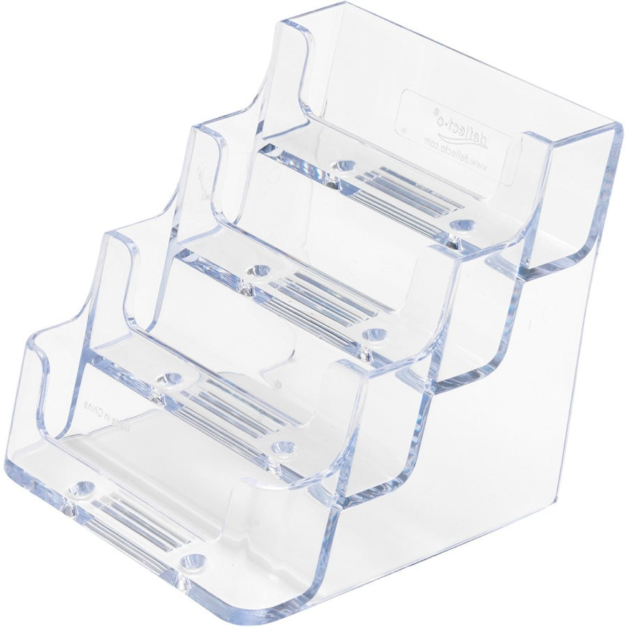Deflecto Business Card Holder - 3.8" Height x 3.9" Width x 3.5" Depth - Acrylic - Clear - 1 Each