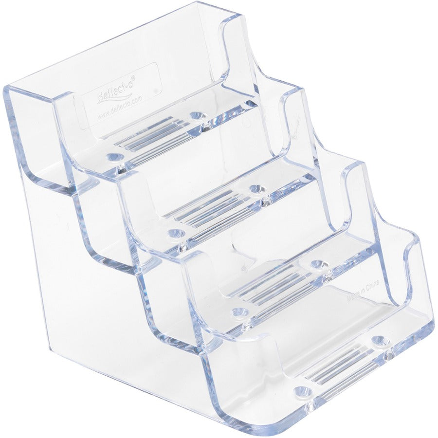 Deflecto Business Card Holder - 3.8" Height x 3.9" Width x 3.5" Depth - Acrylic - Clear - 1 Each