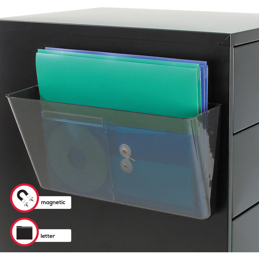 Deflecto Magnetic DocuPocket - 7" Height x 13" Width x 4" Depth - Smoke - Plastic - 1 Each