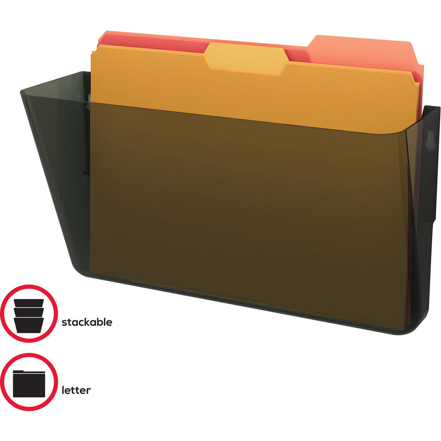 Deflecto EZ Link Stackable DocuPocket - 1 Compartment(s) - 7" Height x 13" Width x 4" Depth - Stackable - Smoke - 1 Each