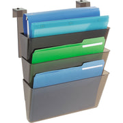 Deflecto Stackable DocuPocket for Partition Walls - 3 Pocket(s) - 3 Compartment(s) - 7" Height x 13" Width x 4" Depth - Smoke - Plastic - 3 / Set