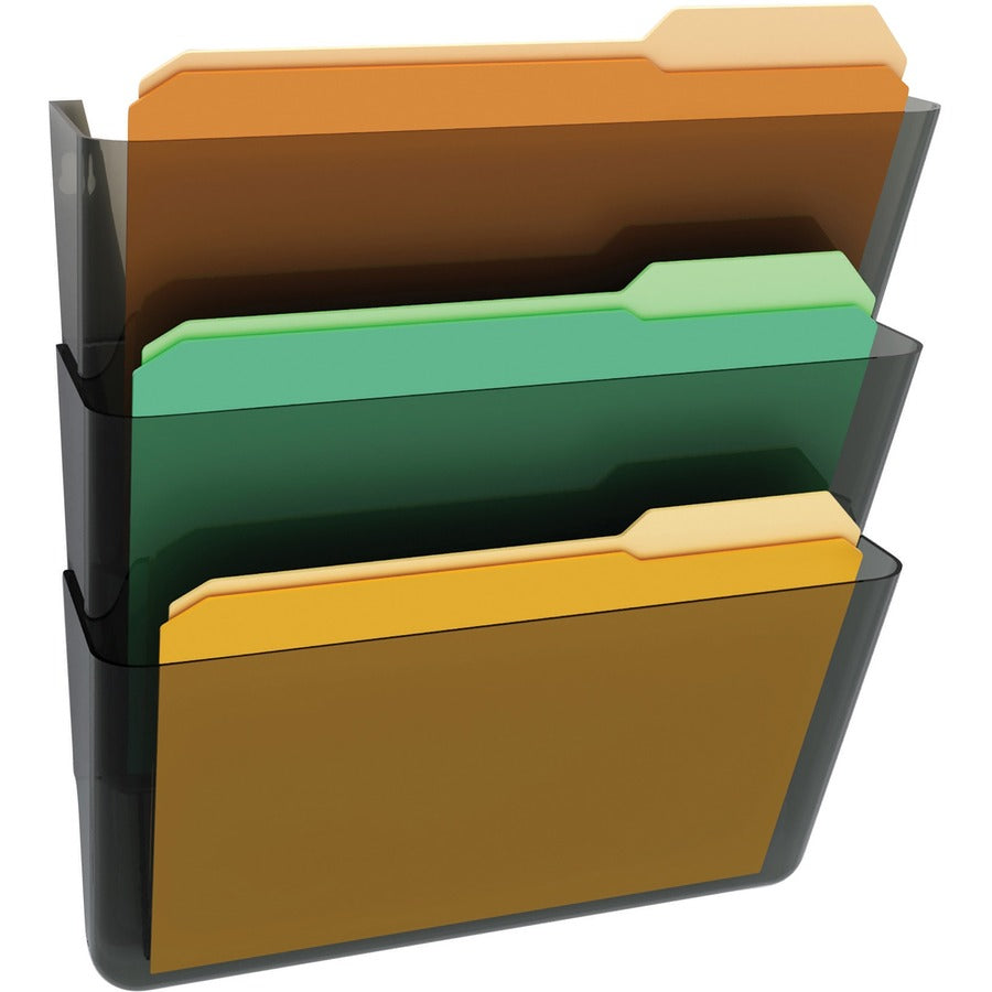 Deflecto Stackable DocuPocket Set - 3 Pocket(s) - 7" Height x 13" Width x 4" Depth - Stackable - Smoke - 3 / Set