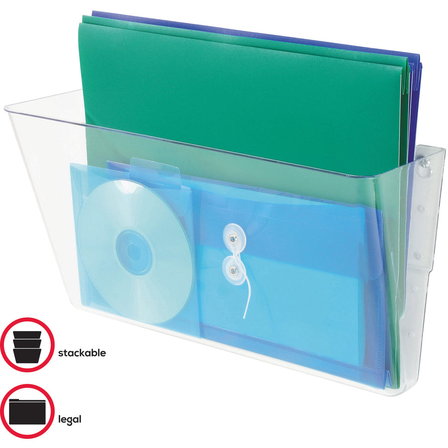 Deflecto EZ Link Stackable DocuPocket - 1 Compartment(s) - 7" Height x 16.25" Width x 4" Depth - Stackable - Clear - 1 Each