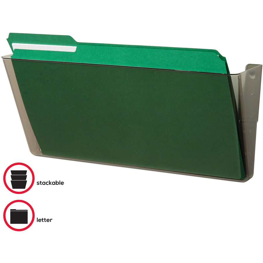 Deflecto EZ Link Stackable DocuPocket - 1 Compartment(s) - 7" Height x 16.25" Width x 4" Depth - Stackable - Smoke - 1 Each