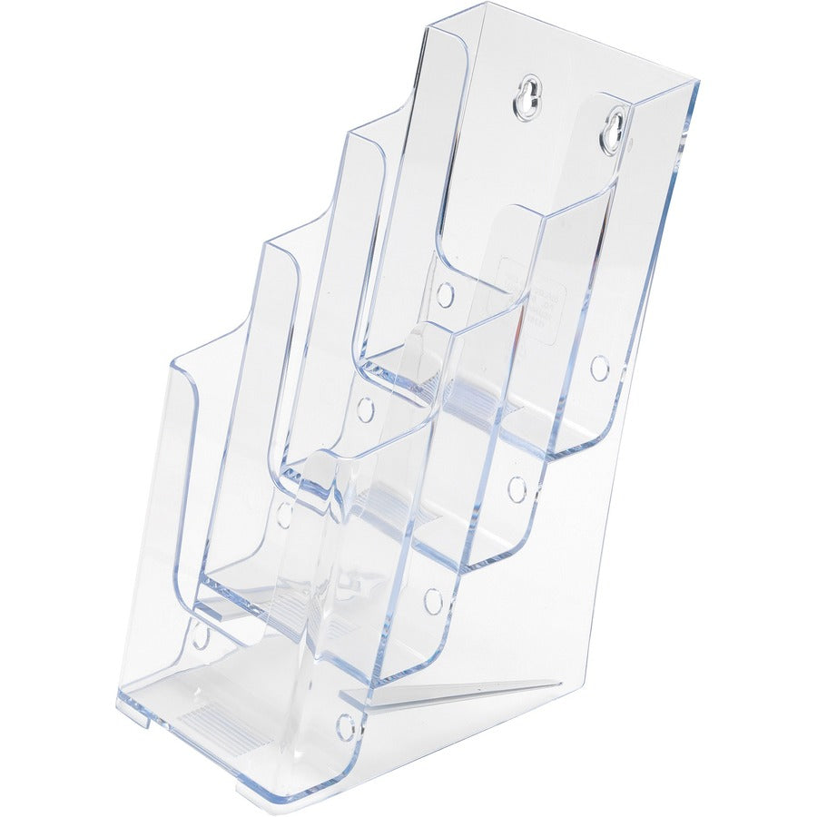Deflecto Multi-Compartment DocuHolder - 4 Pocket(s) - 4 Tier(s) - 10" Height x 4.87" Width x 8" Depth - Desktop - Leaflet Size - Clear - Plastic - 1 Each
