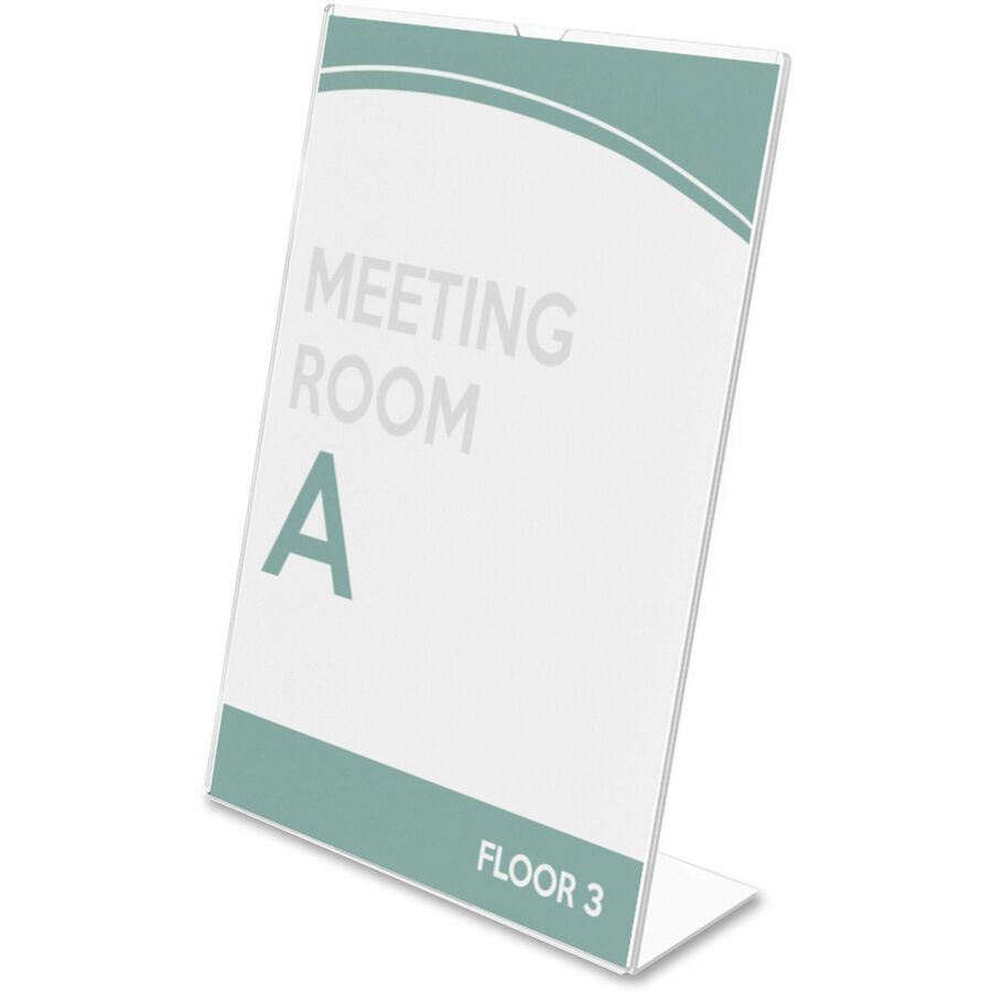 Deflecto Superior Image Slanted Sign Holders - 11" Width x 8.5" Height - Top Loading - Plastic - Clear - 1 Each