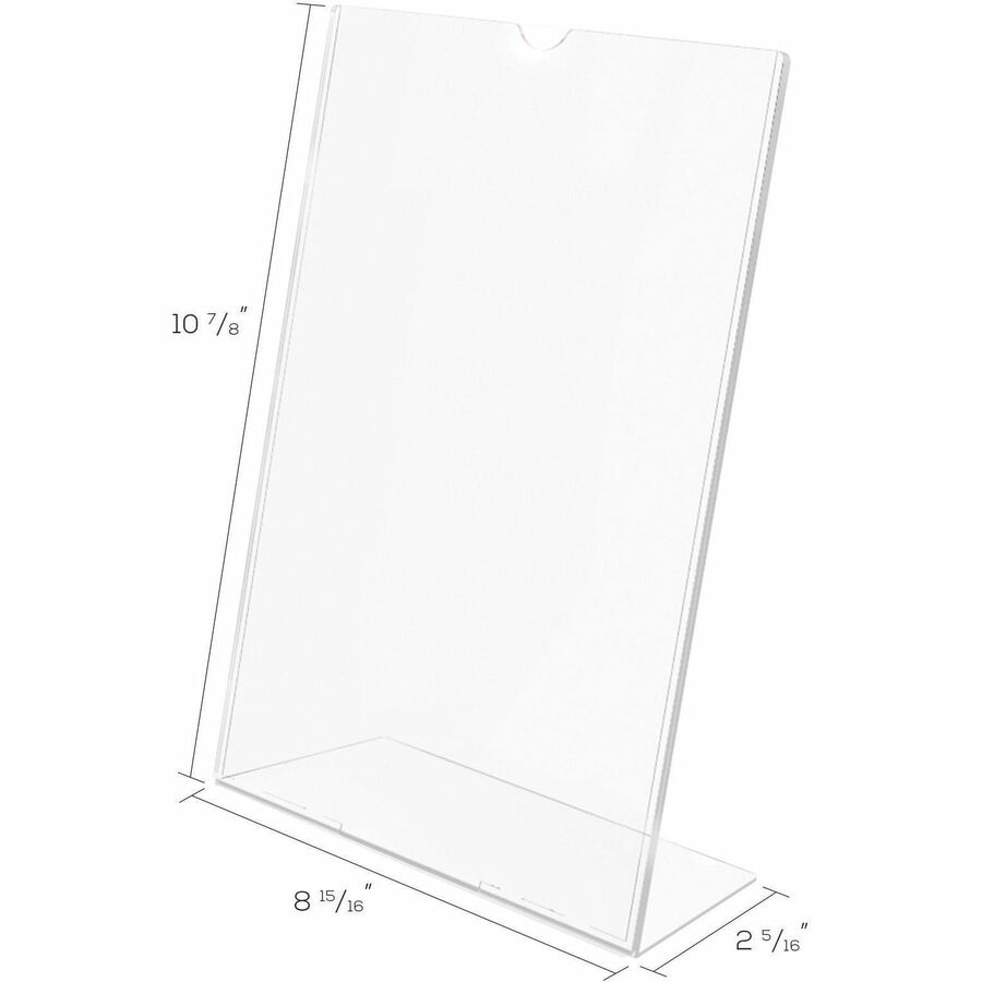 Deflecto Superior Image Slanted Sign Holders - 11" Width x 8.5" Height - Top Loading - Plastic - Clear - 1 Each