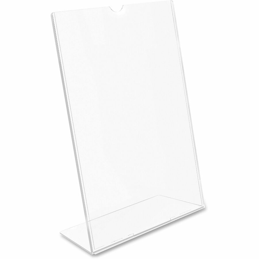 Deflecto Superior Image Slanted Sign Holders - 11" Width x 8.5" Height - Top Loading - Plastic - Clear - 1 Each
