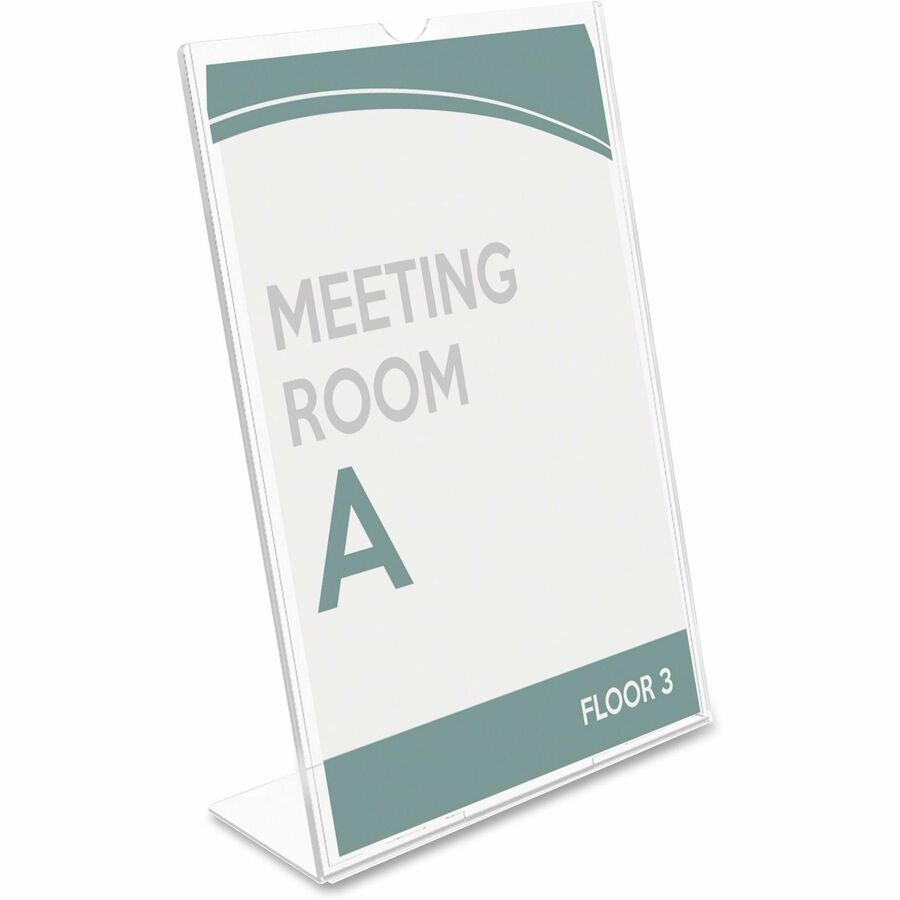 Deflecto Superior Image Slanted Sign Holders - 11" Width x 8.5" Height - Top Loading - Plastic - Clear - 1 Each