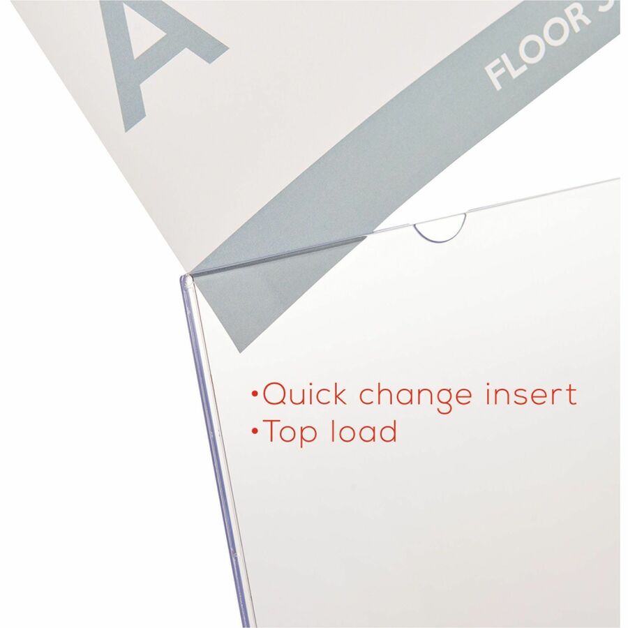 Deflecto Superior Image Slanted Sign Holders - 11" Width x 8.5" Height - Top Loading - Plastic - Clear - 1 Each