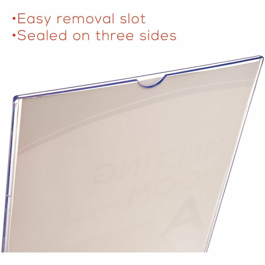 Deflecto Superior Image Slanted Sign Holders - 11" Width x 8.5" Height - Top Loading - Plastic - Clear - 1 Each