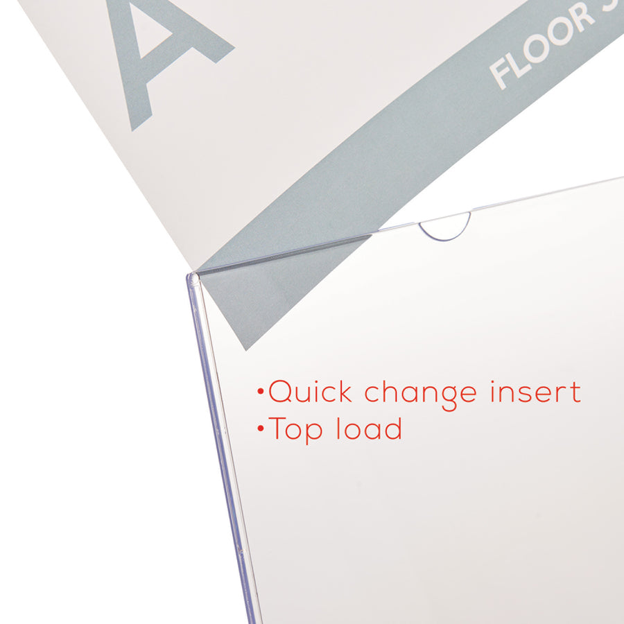 Deflecto Superior Image Slanted Sign Holders - 7" Width x 5" Height - Top Loading - Plastic - Clear - 1 Each