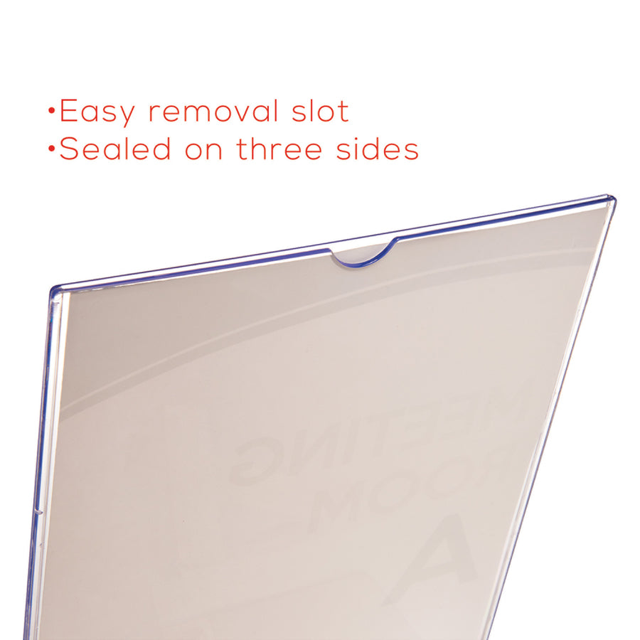 Deflecto Superior Image Slanted Sign Holders - 7" Width x 5" Height - Top Loading - Plastic - Clear - 1 Each