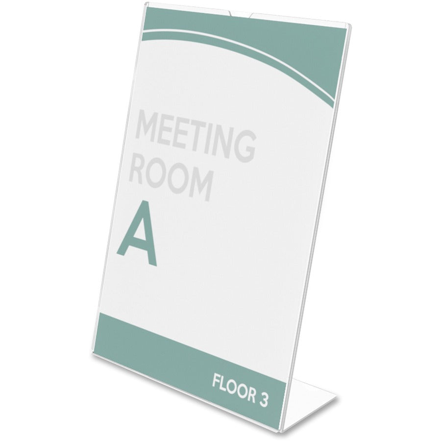 Deflecto Superior Image Slanted Sign Holders - 7" Width x 5" Height - Top Loading - Plastic - Clear - 1 Each