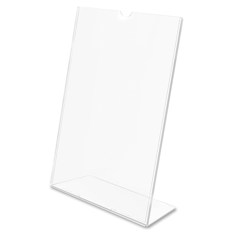 Deflecto Superior Image Slanted Sign Holders - 7" Width x 5" Height - Top Loading - Plastic - Clear - 1 Each