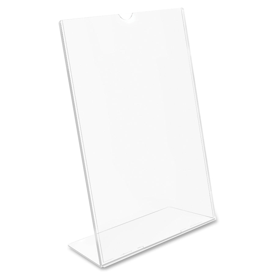 Deflecto Superior Image Slanted Sign Holders - 7" Width x 5" Height - Top Loading - Plastic - Clear - 1 Each