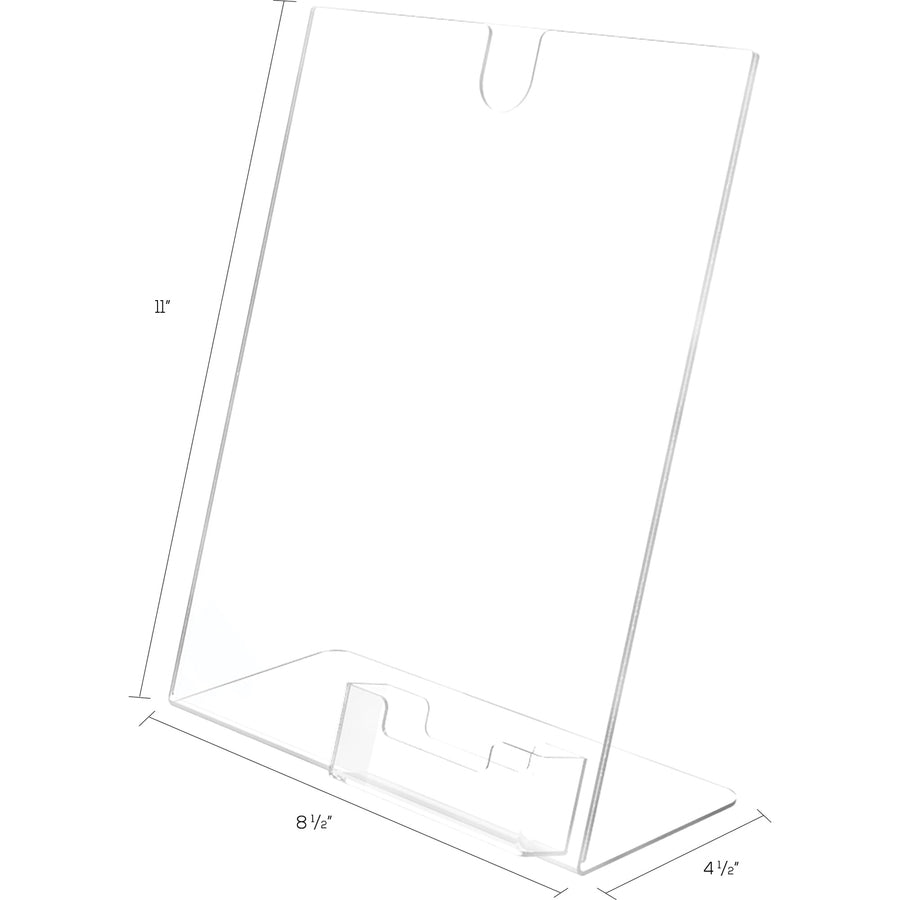 Deflecto Superior Image Slanted Sign Holders - 11" Width x 8.5" Height - Rectangular Shape - Plastic - Clear, Clear - 1 Each