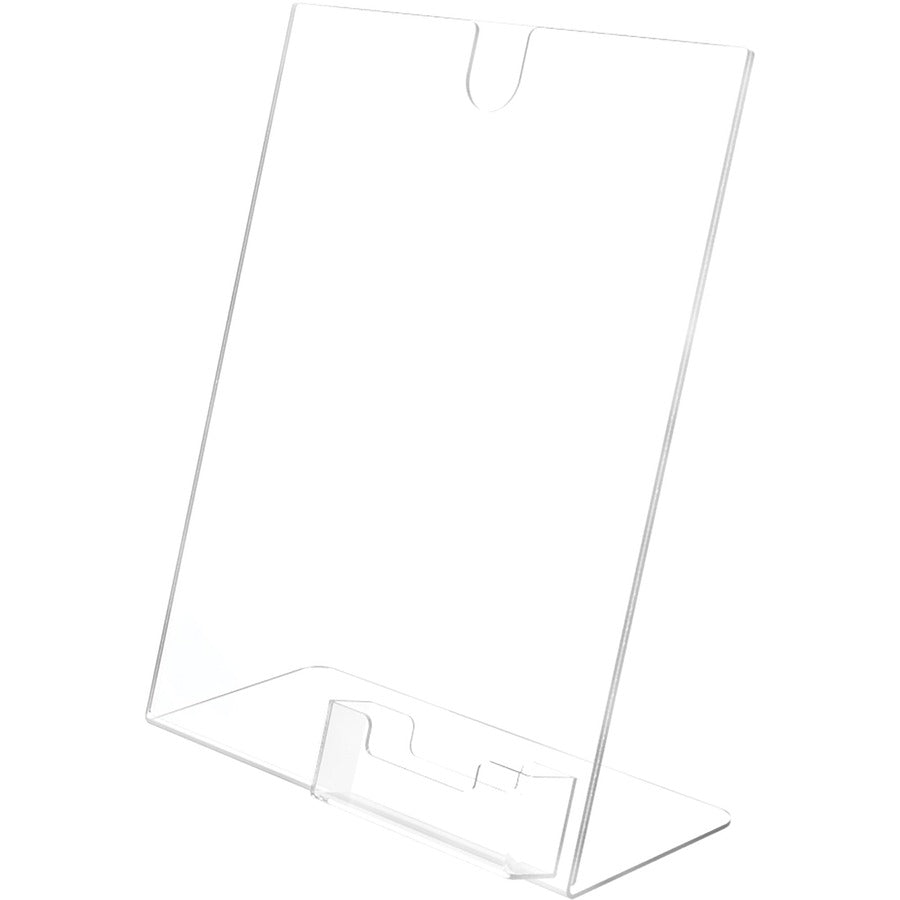 Deflecto Superior Image Slanted Sign Holders - 11" Width x 8.5" Height - Rectangular Shape - Plastic - Clear, Clear - 1 Each
