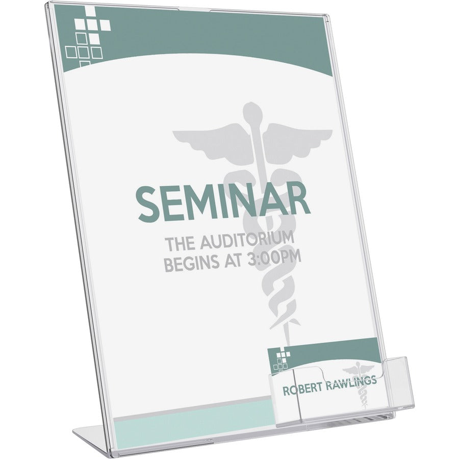 Deflecto Superior Image Slanted Sign Holders - 11" Width x 8.5" Height - Rectangular Shape - Plastic - Clear, Clear - 1 Each