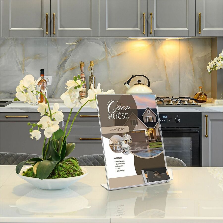 Deflecto Superior Image Slanted Sign Holders - 11" Width x 8.5" Height - Rectangular Shape - Plastic - Clear, Clear - 1 Each