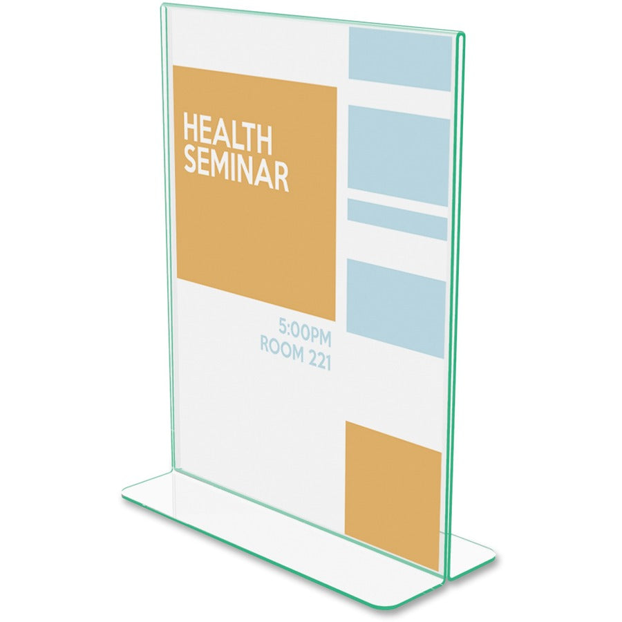 Deflecto Superior Image Premium Green Edge Sign Holder - 8.5" Width x 11" Height - Side-loading, Bottom Loading - 1 Each