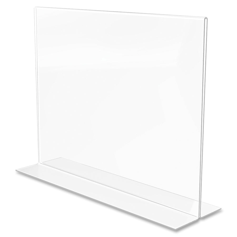 Deflecto Classic Image Double-Sided Sign Holder - 11" Width x 8.5" Height - Rectangular Shape - Self-standing, Bottom Loading - Indoor, Outdoor - Plastic - Clear, Clear - 1 Each