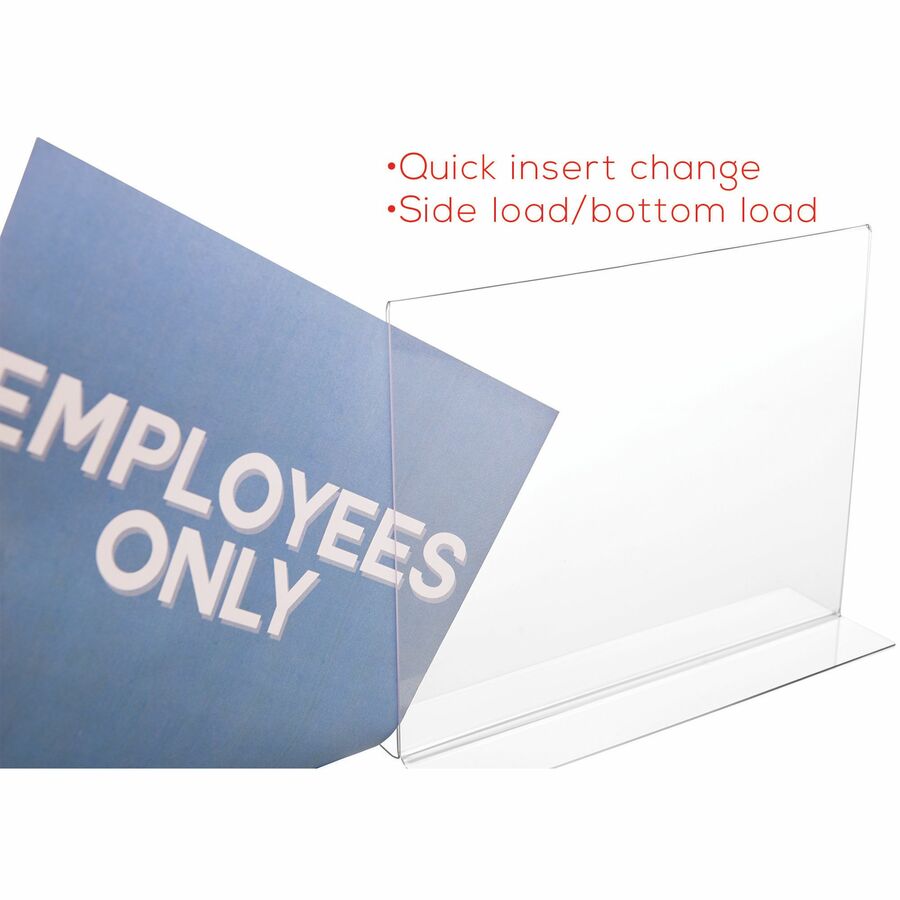 Deflecto Classic Image Double-Sided Sign Holder - 11" Width x 8.5" Height - Rectangular Shape - Self-standing, Bottom Loading - Indoor, Outdoor - Plastic - Clear, Clear - 1 Each