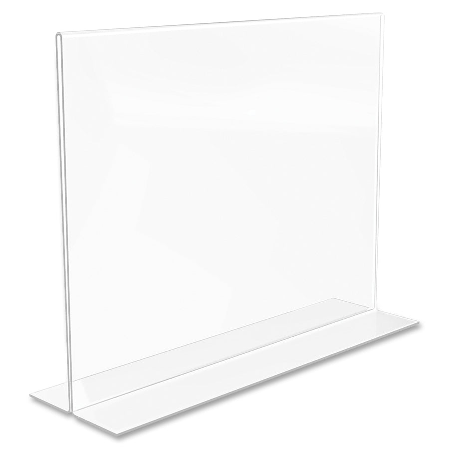 Deflecto Classic Image Double-Sided Sign Holder - 11" Width x 8.5" Height - Rectangular Shape - Self-standing, Bottom Loading - Indoor, Outdoor - Plastic - Clear, Clear - 1 Each
