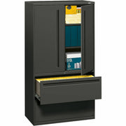 HON Brigade 700 Series Lateral File, 2-Drawer, 3 Shelves, 2 Doors, 36"W x 18"D x 64.3"H, Charcoal, Steel, 1 Each