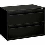 42" Width x 18" Depth x 28" Height - 2 x Drawer(s) for File - A4, Legal, Letter - Lateral - Interlocking, Leveling Glide, Ball-bearing Suspension - Black - Steel - Recycled