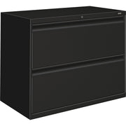 36" Width x 19.3" Depth x 28.4" Height - 2 x Drawer(s) - Legal, Letter - Lateral - Security Lock - Black - Baked Enamel - Steel - Recycled