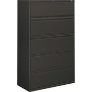 HON Brigade 800 Series 5-Drawer Lateral File Cabinet, 42"W x 18"D x 64.2"H, 2 Shelves, Charcoal, Steel, 1 Each