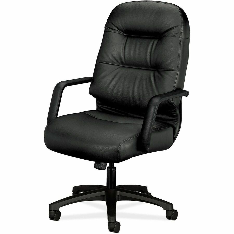 Black Seat Color - Leather Seat Material - Fiber Back Material - Black Frame Color - Steel Frame Material - 5-star Base - Black - 1 Each