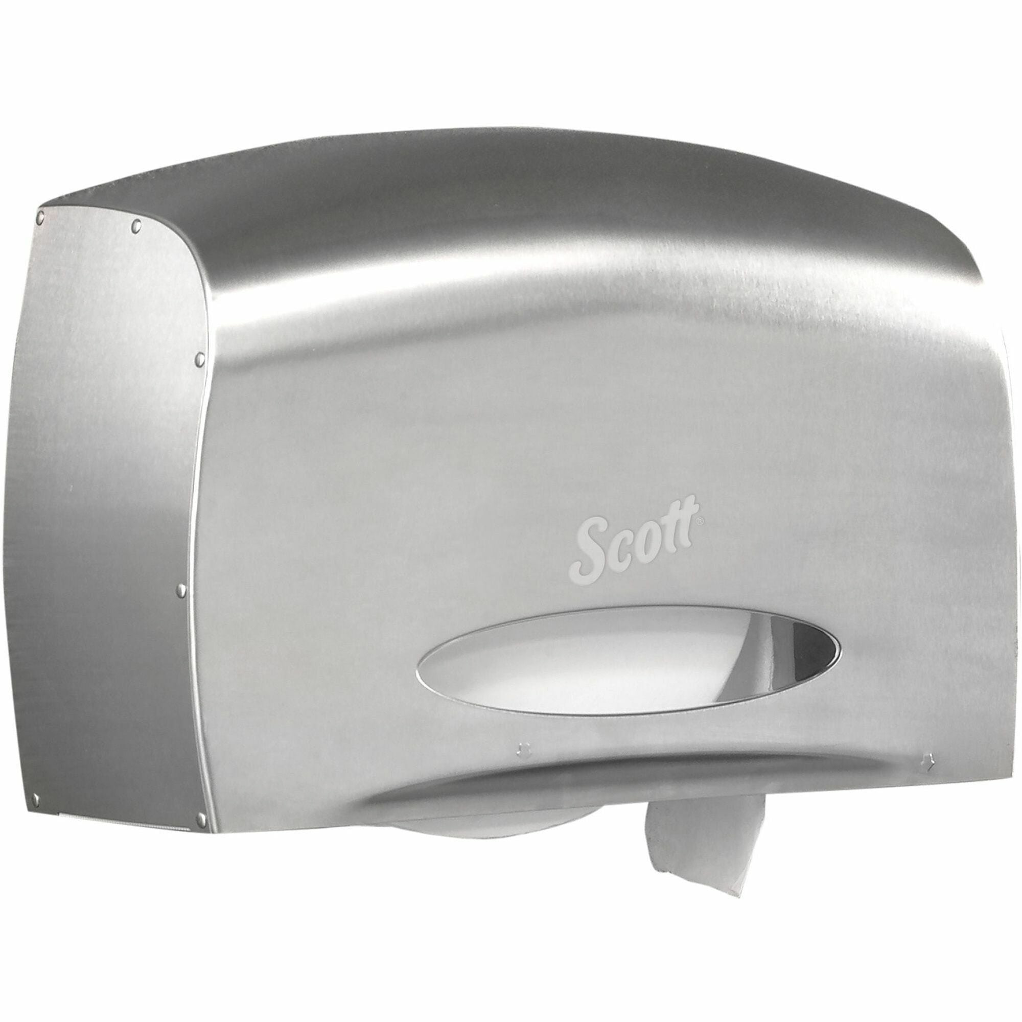 Roll Dispenser - 1 x Roll - 9.38" Roll Diameter - 9.8" Height x 14.3" Width x 6" Depth - Stainless Steel - 1 Carton